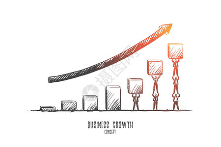 业务增长概念 手绘孤立的矢量背景图片