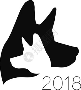 宠物店铺狗标志向量 黑色  剪影宠物 爪子符号 的标签 创意公司理念 身份风格  2018狗年插画