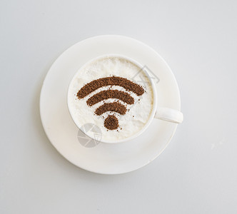 Wifi 符号绘制的杯子纯底底底背景图片