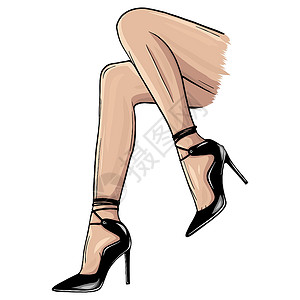 高跟鞋腿矢量穿高跟鞋的女孩 时装插画 穿鞋的女性腿 可爱的设计 时尚风格的时尚图片 时尚女性 时尚女士姿势鞋类冒充衣服插图娘娘腔草图裤子插画