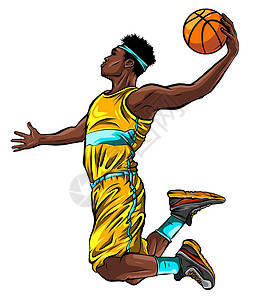 职业篮球卡通篮球运动员微笑着运球 vecto行动职业卡通片绘画运动橙子竞赛爆炸篮子锻炼设计图片