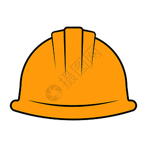 外国装修工人用于头部保护的橙色建筑头盔塑料滚筒刷子危险画笔3d交通安全建设者维修插画