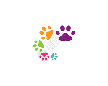小猫脚印爪子标志 vecto兽医标签小猫小狗宠物打印卡通片标识痕迹脚印插画