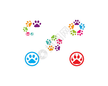狗标志爪子标志 vecto脚印艺术卡通片标识打印诊所插图宠物小狗痕迹插画