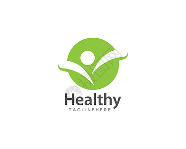 健康生命Lolog模板创造力蔬菜绿色舞蹈标识叶子身体徽章生态运动背景图片