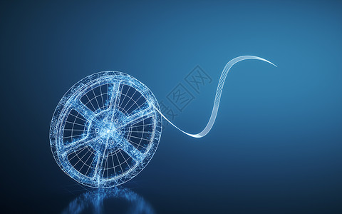 粒子视频素材蓝底基内托镜片 3D投影背景