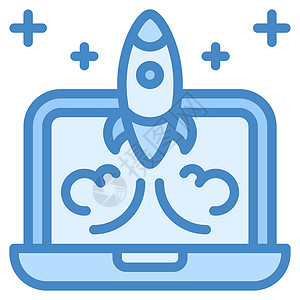 启动图标设计蓝色 ui styl插图金融营销战略火箭背景图片