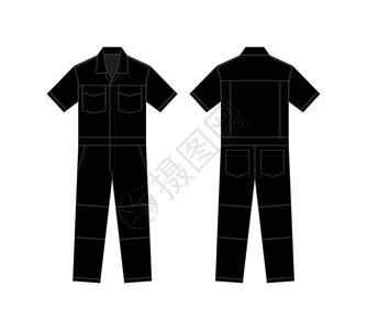 阀口袋短袖工作工作服模板矢量插图 Blac插画