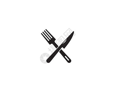 牛排手机端模板刀叉标志模板餐厅烹饪刀具盘子叉子卡片商业勺子菜单厨房插画