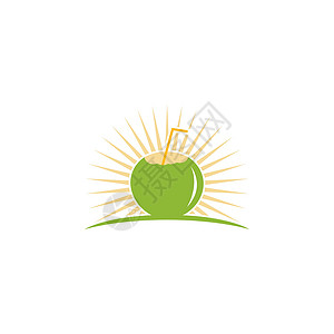 夏威夷坚果椰子果实vecto身份水果公司叶子按摩饮料梯度液体果汁假期插画