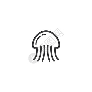 水母原木标识插图海蜇卡通片游泳乐趣钓鱼海鲜动物海洋插画