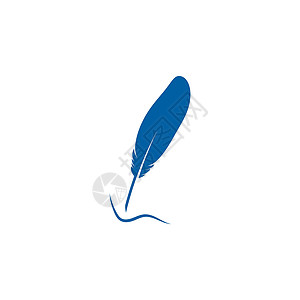 羽毛标志模板矢量 ico品牌写作艺术标识商业曲线绘画动物蓝色插图背景图片