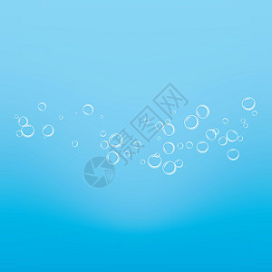 水氧焕肤逼真的水泡空气火花流动苏打液体乐趣泡沫蓝色圆圈海洋插画