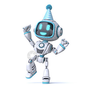 跳舞机器人可爱的蓝色机器人庆祝生日 3背景