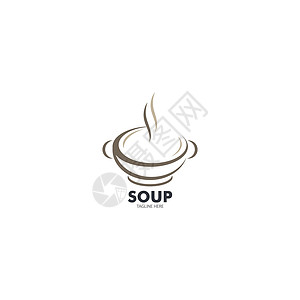 汤标志矢量图标模板餐厅身份食物菜单品牌白色营养插图烹饪餐饮背景图片