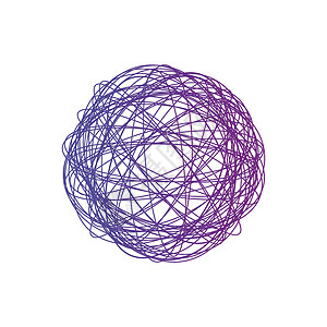 白色的球纠结的圆圈复杂的纹理 混乱多彩纠结的圈子 混沌条纹 在白色背景上孤立的矢量图设计图片