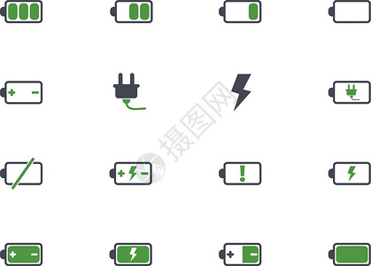 电池图标 se累加器颜色绿色灰色注意力容量插头收费闪电背景图片