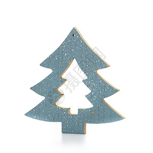 圣诞树在白色背景上被隔离云杉装饰品松树风格绿色金子庆典装饰锥体背景图片