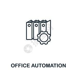 来自人工智能集合的办公自动化图标 用于模板网页设计和信息图形的简单线条办公自动化图标插画