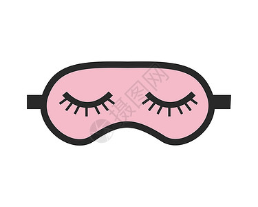 眼罩睡眠白色背景上的黑色和粉色睡眠面罩 矢量图像 儿童海报装饰明信片服装和室内装饰插画