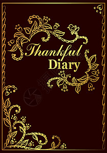 带有卷曲华丽 vecto 的感恩日记封面感恩的高清图片素材