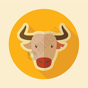 西班牙公牛水牛平板图标 动物头矢量斗牛野牛荒野哺乳动物红色牛肉斗牛士农场危险黄色喇叭高清图片素材