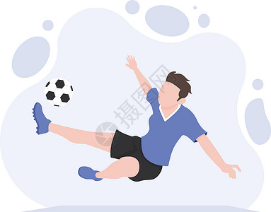 立体数字中悬球一名足球运动员在锦标赛中踢足球插画