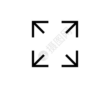 延长白色符号上的全尺寸按钮图标 焦点图标全屏符号标志模板设计图片