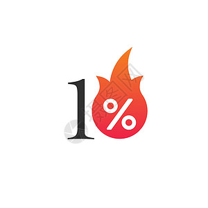 火的使用素材使用燃烧的贴纸标签或图标可享受 10% 的折扣 热卖火焰和百分号 特别优惠大减价折扣 在白色背景上孤立的矢量图插画