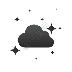 关注睡眠质量云和星星图标 睡眠梦的象征 晚上或睡觉时间标志 白色背景上的平面标志 韦克托插画