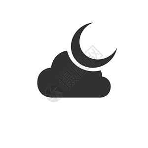 关注睡眠质量月亮云图标 睡眠梦的象征 晚上或睡觉时间标志 白色背景上的平面标志 韦克托插画