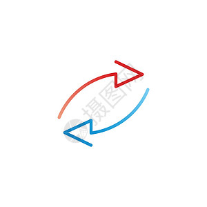 环形箭头两个箭头红色和蓝色在不同的方向 在白色背景上隔离的矢量图指针回收技术环形商业互联网按钮网络流动信息插画