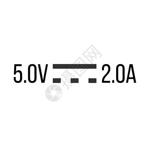 直流输电5V 和 2在白色背景上的直流直流符号符号设计图片