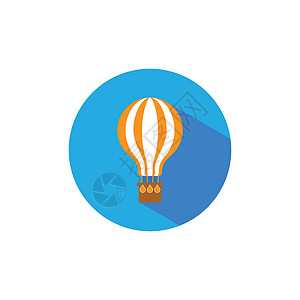 灯泡热气球气球 iconflat 热气球标志 矢量图绘画灯泡冒险发明活力旅行技术创新飞艇篮子插画