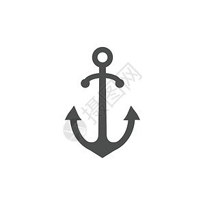海军白色锚点图标 海运锚 矢量插画平面设计圆形海军插图海洋商业航海古董安全圆圈标识插画