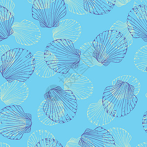 扇贝丁矢量无缝模式与手绘扇贝壳 美丽的海洋设计元素非常适合印刷品和图案插图织物动物扇贝海鲜动物群海滩野生动物艺术假期插画