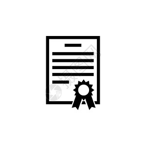 参赛资格证书资格证书 平面矢量图标说明 白色背景上的简单黑色符号  Web 和移动 UI 元素的认证文凭标志设计模板插画