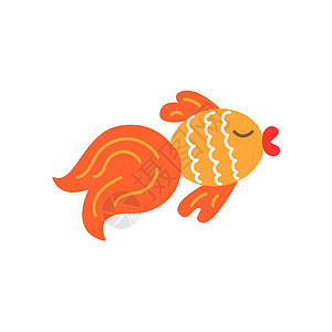金鱼在卡通平面样式在白色简单它制作图案图片素材