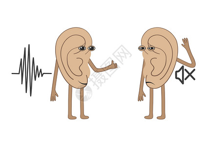 耳廓人类的耳朵其中一个失去了听力 动画片设计图片