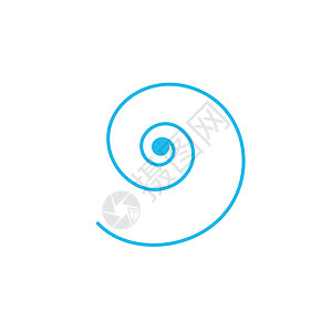 在白色背景上孤立的矢量图解催眠师卷曲圆圈圆形标识曲线蓝色黑色数字艺术背景图片