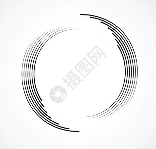 同心圆元素 黑白色环 声波单色图形的抽象矢量图线条白色几何学插图圆形螺旋技术黑色漩涡标识背景图片