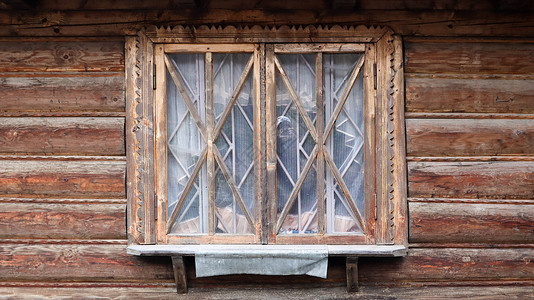 小旧木窗木头建筑高清图片