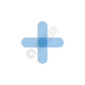 双色十字架标识带有十字或加号的蓝色医疗标志图标设计模板 在白色背景上孤立的种群矢量图插画