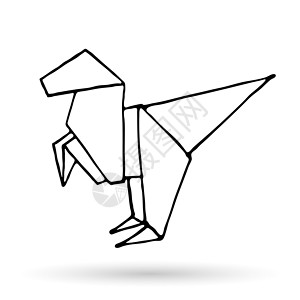 恐龙图标折纸涂鸦简单图标动物白色标识墨水折叠艺术轮胎设计师卡通片黑色设计图片