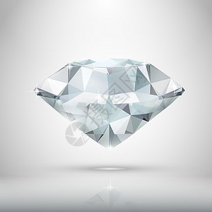 白色上孤立的现实钻石首饰奢华剪贴微光宝石水晶珠宝插图照片反射背景图片
