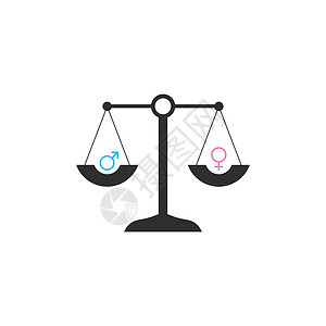比例与男性和女性图标保持平衡 显示出两性之间的平等和完美平衡 在白色背景上孤立的股票矢量图竞赛夫妻女孩插图男人权利黑色职业标识重插画