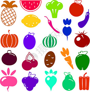 天然野生奇异果一套素食图标有机健康食品美食天然逼真的蔬菜和水果 它制作图案矢量插画
