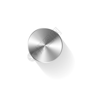 白色金属背景逼真的圆形按钮 在白色背景隔绝的金属按钮 向量圆圈控制横幅力量旋转工业音乐网络合金控制板插画