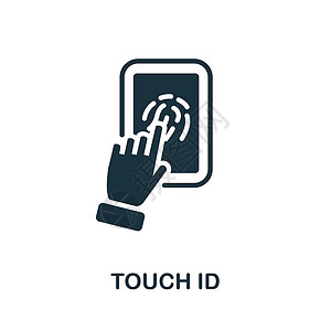 手设计触摸 ID 图标 来自技术收藏的单色标志 用于网页设计信息图表和 mor 的创意 Touch Id 图标说明插画