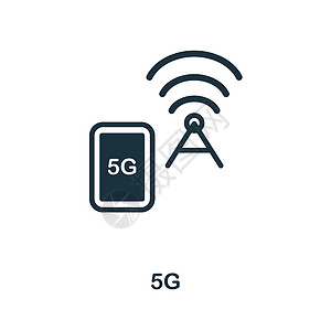 宽带信号5G 图标 来自技术收藏的单色标志 用于网页设计信息图表和 mor 的创意 5G 图标插图插画